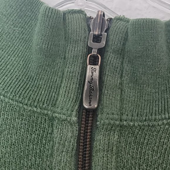 Tommy Bahama Mens Size XL Green Gray Marlin Reversible 1/4 Zip Sweater - Picture 9 of 11